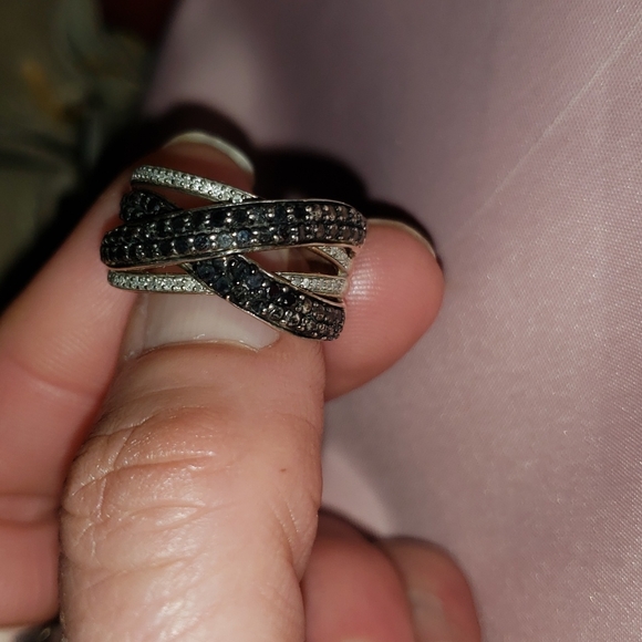 Black and white diamond ring in one 925 sterling silver - Picture 5 of 5